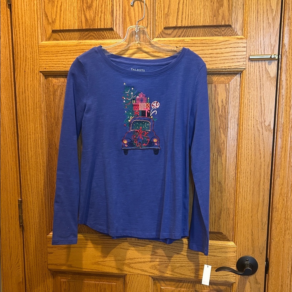 NWT Talbots Embroidered Holiday Top